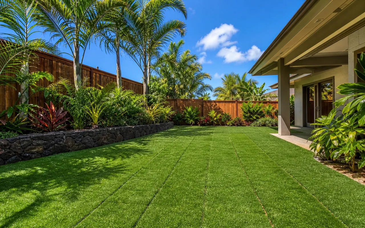 Newly installed sod lawn